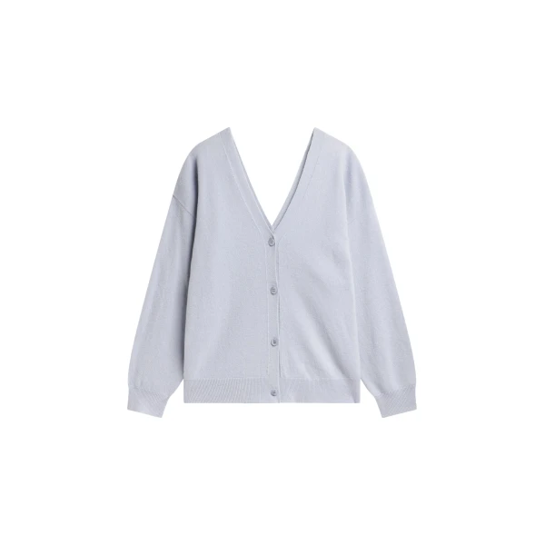 The Frankie Shop Lachen Double-Sided Wool Cardigan - Powder Blue - Oversized Minimalist Knitwear in Blue - Shop at Coveti