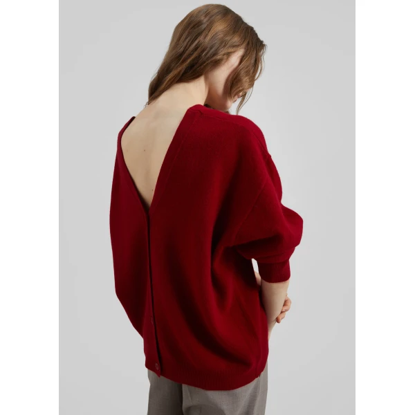 The Frankie Shop Lachen Double-Sided Wool Cardigan – Red, view 2