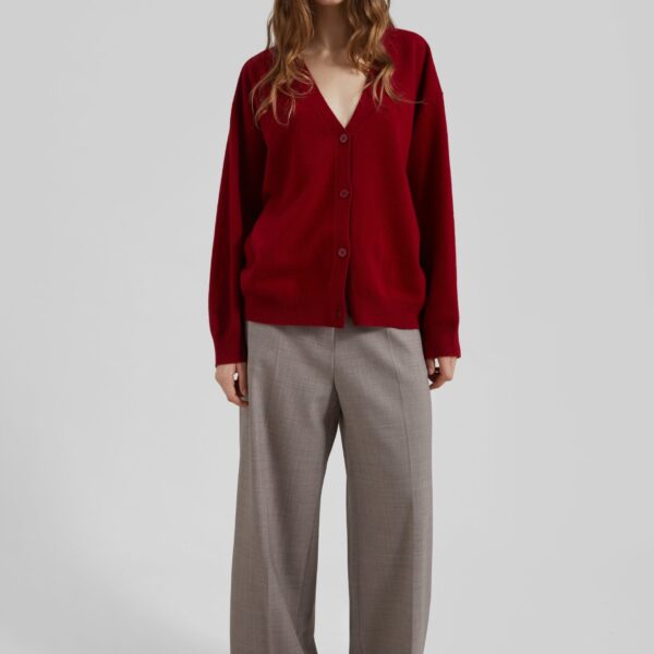 The Frankie Shop Lachen Double-Sided Wool Cardigan - Red - Oversized Minimalist Knitwear in Red - Shop at Coveti
