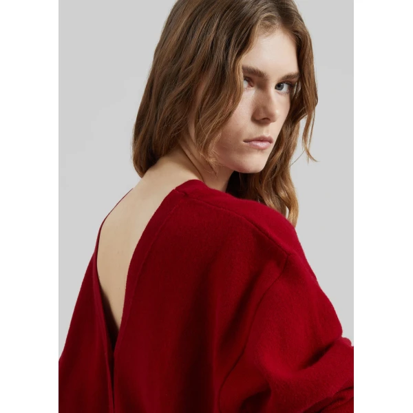 The Frankie Shop Lachen Double-Sided Wool Cardigan – Red, view 5