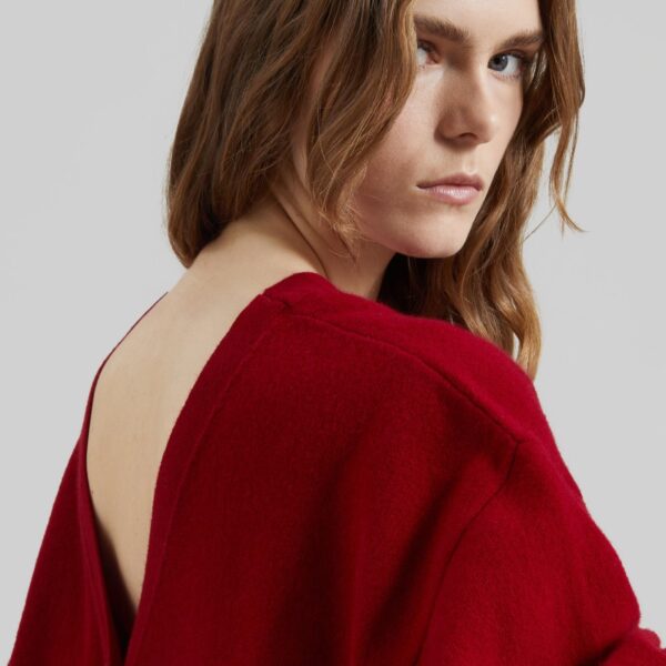 The Frankie Shop Lachen Double-Sided Wool Cardigan - Red - Oversized Minimalist Knitwear in Red - Shop at Coveti