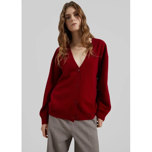 The Frankie Shop Lachen Double-Sided Wool Cardigan – Red, view 6