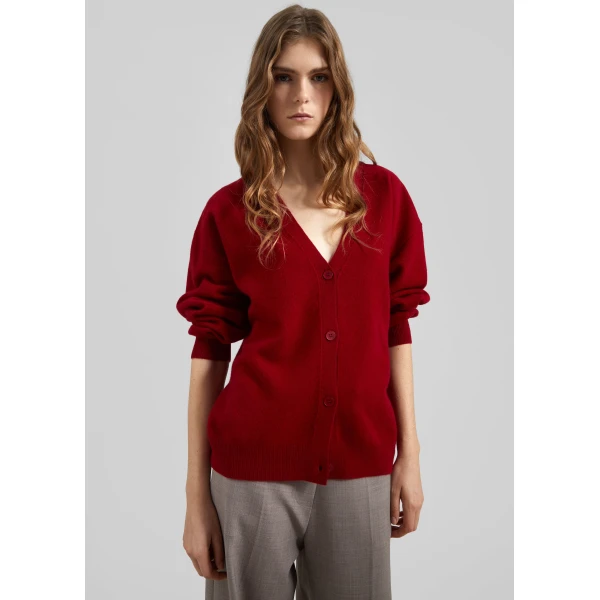 The Frankie Shop Lachen Double-Sided Wool Cardigan – Red, view 7