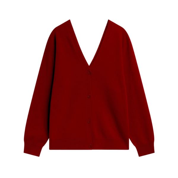 The Frankie Shop Lachen Double-Sided Wool Cardigan - Red - Oversized Minimalist Knitwear in Red - Shop at Coveti