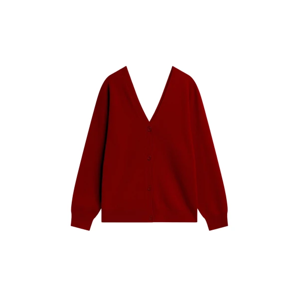 The Frankie Shop Lachen Double-Sided Wool Cardigan - Red - Oversized Minimalist Knitwear in Red - Shop at Coveti