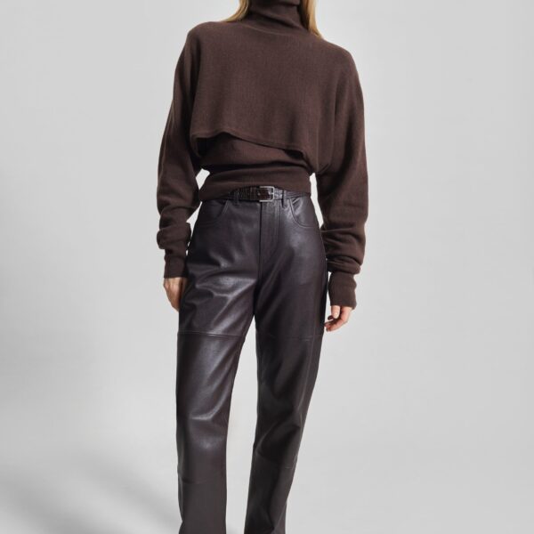 The Frankie Shop Lausanne Cashmere Detachable Layered Knit Set - Brown - Oversized Minimalist Knitwear in Brown - Shop at Coveti