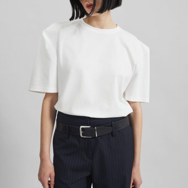 The Frankie Shop Laval Sculpted Sleeve T-Shirt - White - Oversized Minimalist Tops in White - Shop at Coveti