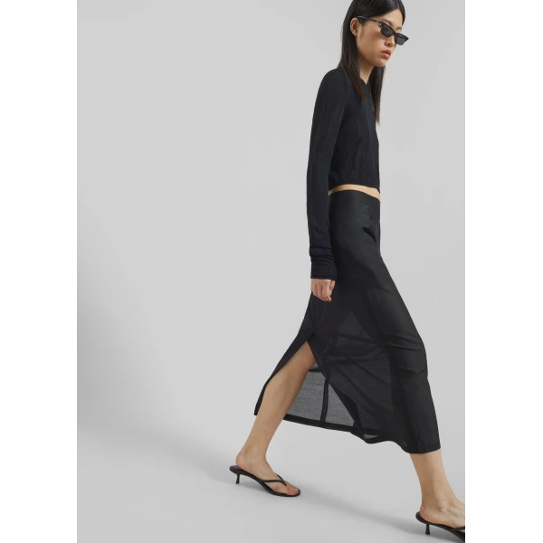 The Frankie Shop Lenore Semi Sheer Midi Skirt – Black, view 2