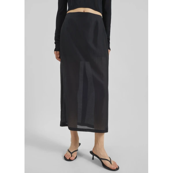 The Frankie Shop Lenore Semi Sheer Midi Skirt – Black, view 3