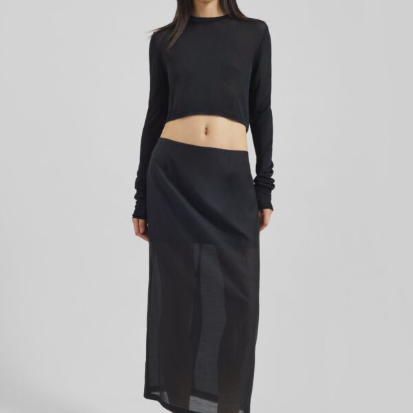 The Frankie Shop Lenore Semi Sheer Midi Skirt - Black - Oversized Minimalist Skirts in Black - Shop at Coveti