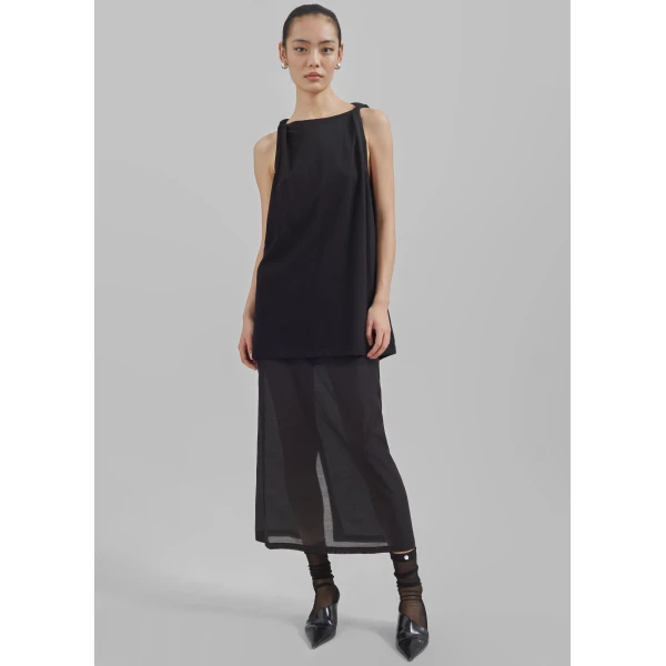 The Frankie Shop Lenore Semi Sheer Midi Skirt – Black, view 5