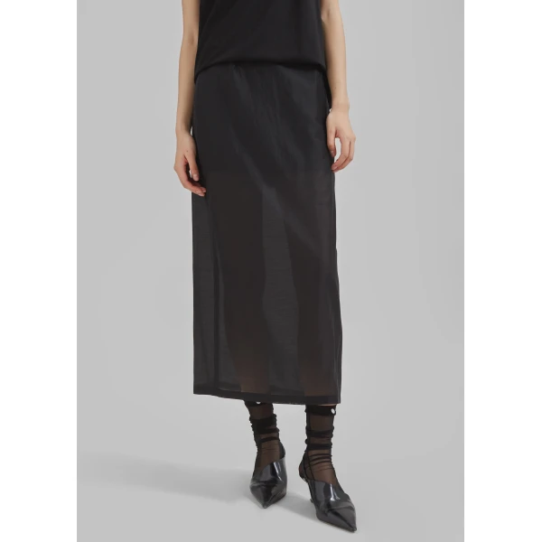 The Frankie Shop Lenore Semi Sheer Midi Skirt – Black, view 7