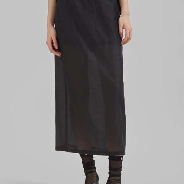 The Frankie Shop Lenore Semi Sheer Midi Skirt - Black - Oversized Minimalist Skirts in Black - Shop at Coveti