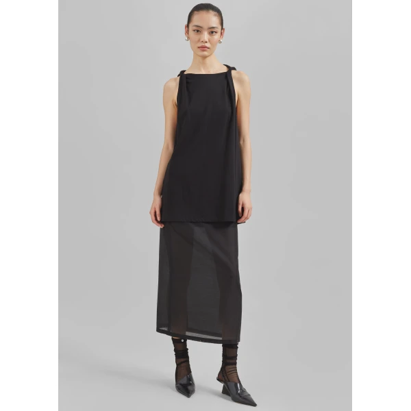 The Frankie Shop Lenore Semi Sheer Midi Skirt – Black, view 8