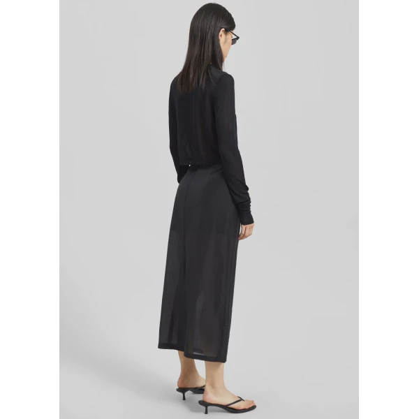 The Frankie Shop Lenore Semi Sheer Midi Skirt – Black, view 9