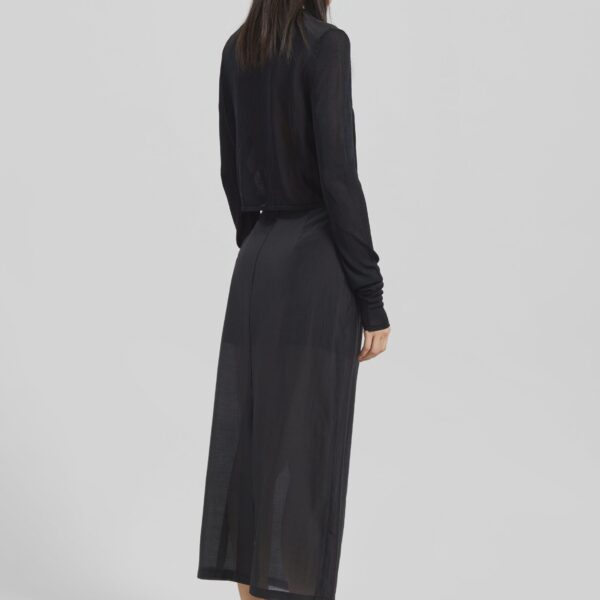 The Frankie Shop Lenore Semi Sheer Midi Skirt - Black - Oversized Minimalist Skirts in Black - Shop at Coveti