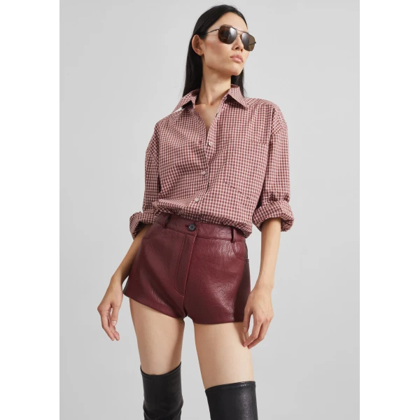 The Frankie Shop Lesja Cotton Shirt – Checked Red, view 2