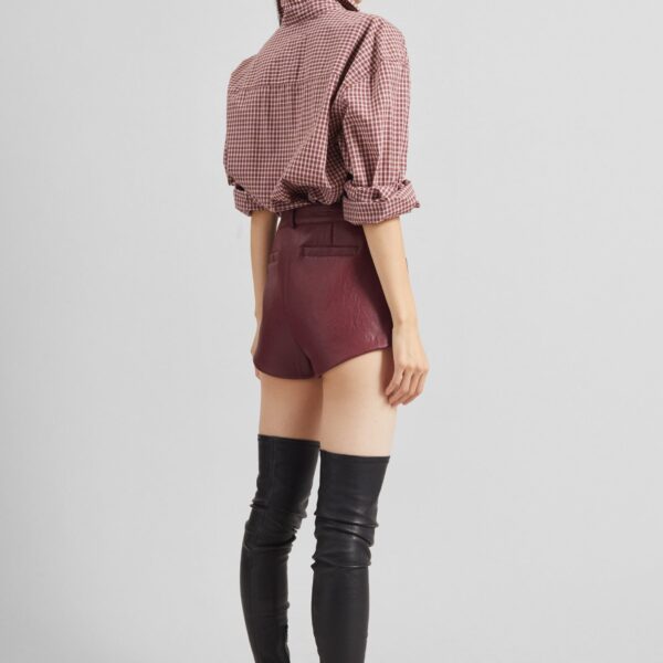 The Frankie Shop Lesja Cotton Shirt - Checked Red - Oversized Minimalist Tops in Red - Shop at Coveti