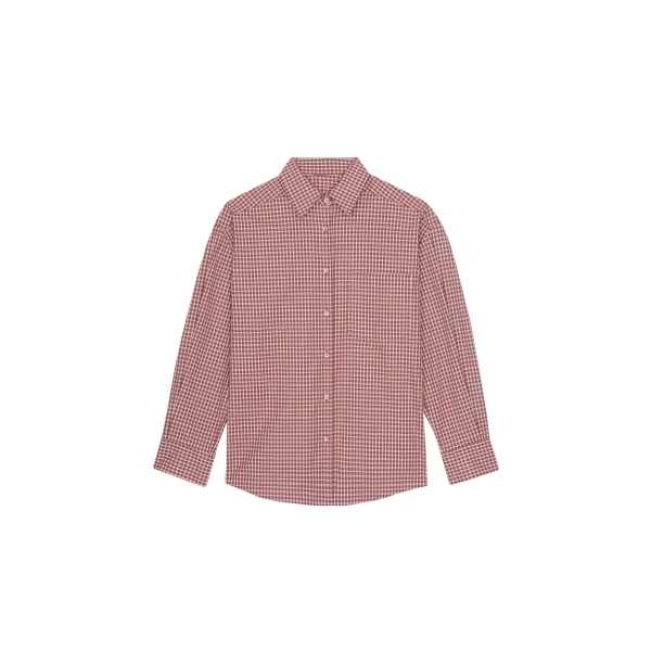 The Frankie Shop Lesja Cotton Shirt - Checked Red - Oversized Minimalist Tops in Red - Shop at Coveti