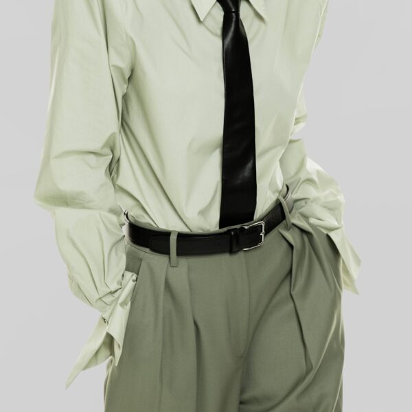 The Frankie Shop Leuven Padded Shirt - Sage - Oversized Minimalist Tops in Green - Shop at Coveti