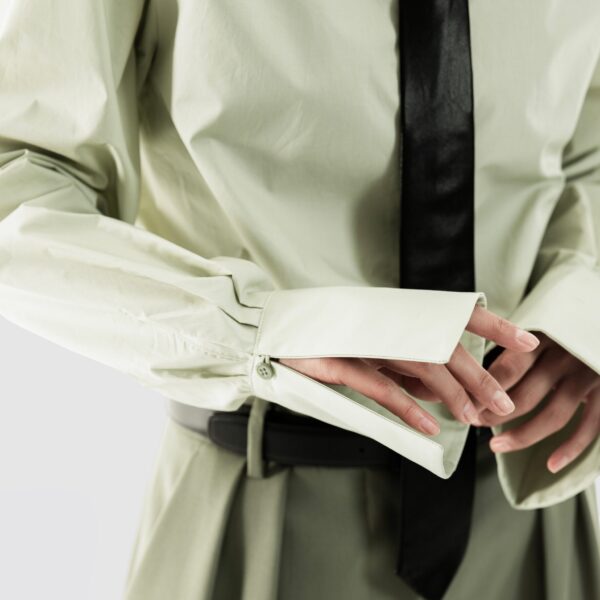 The Frankie Shop Leuven Padded Shirt - Sage - Oversized Minimalist Tops in Green - Shop at Coveti