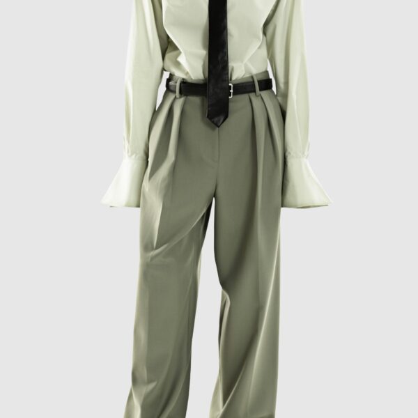 The Frankie Shop Leuven Padded Shirt - Sage - Oversized Minimalist Tops in Green - Shop at Coveti