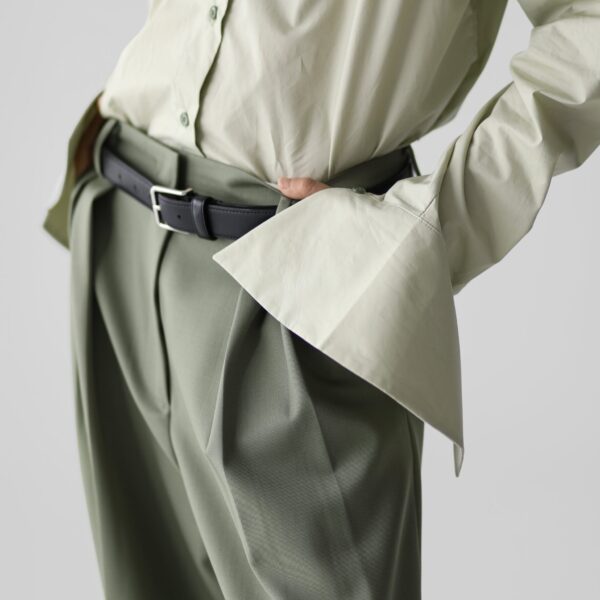 The Frankie Shop Leuven Padded Shirt - Sage - Oversized Minimalist Tops in Green - Shop at Coveti