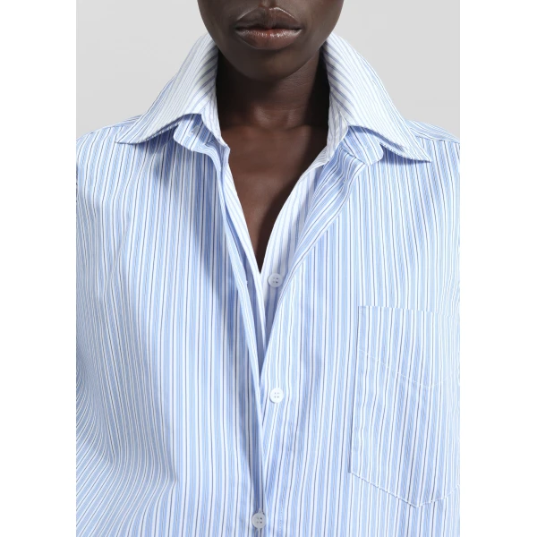 The Frankie Shop Lienz Double Shirt – Blue/White Stripe, view 4