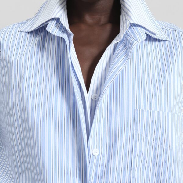 The Frankie Shop Lienz Double Shirt - Blue/White Stripe - Oversized Minimalist Tops in Blue - Shop at Coveti