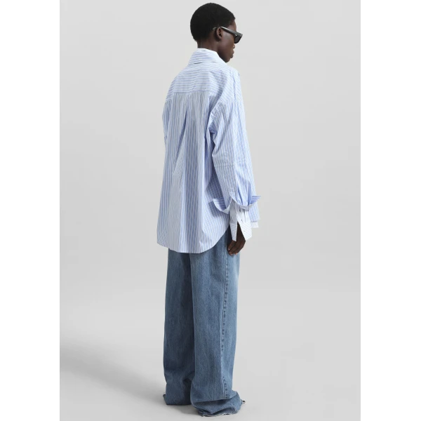 The Frankie Shop Lienz Double Shirt – Blue/White Stripe, view 7