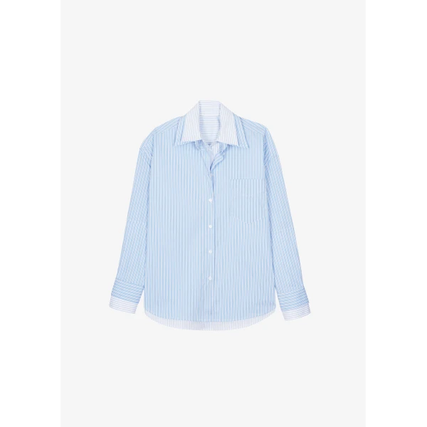 The Frankie Shop Lienz Double Shirt – Blue/White Stripe, view 8