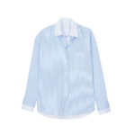 The Frankie Shop Lienz Double Shirt - Blue/White Stripe - Oversized Minimalist Tops in Blue - Shop at Coveti