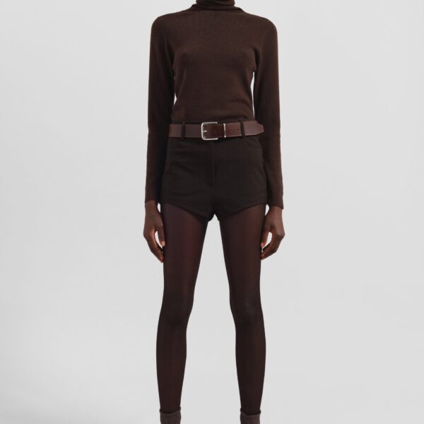 The Frankie Shop Loen Hot Pants - Brown - Oversized Minimalist Pants in Brown - Shop at Coveti