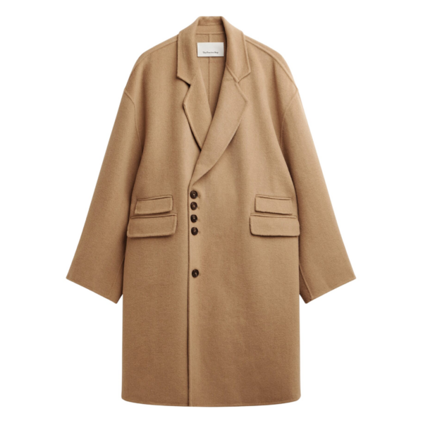 The Frankie Shop Lohit Wool Coat - Camel - Oversized Minimalist Coats in Brown - Shop at Coveti