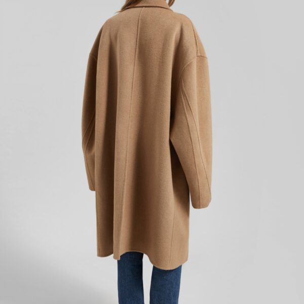 The Frankie Shop Lohit Wool Coat - Camel - Oversized Minimalist Coats in Brown - Shop at Coveti