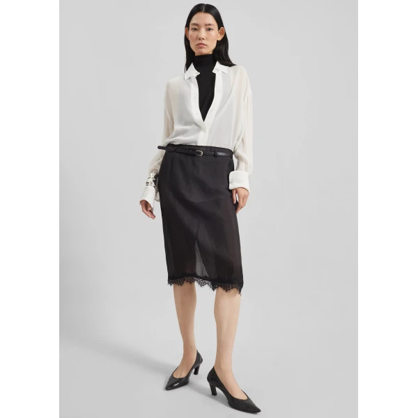 The Frankie Shop Lolai Sheer Lace Skirt – Black, view 2
