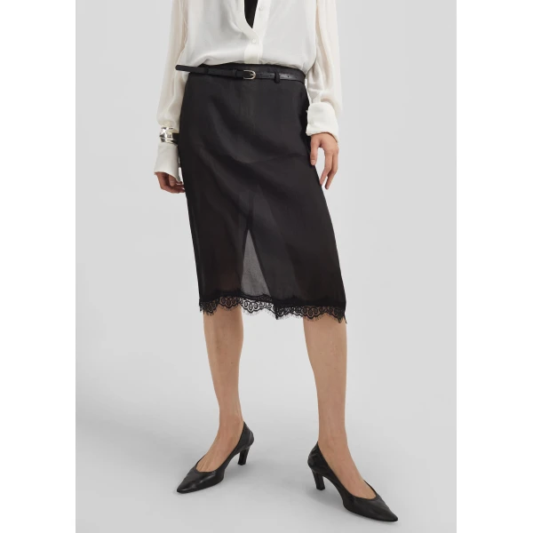 The Frankie Shop Lolai Sheer Lace Skirt – Black, view 4