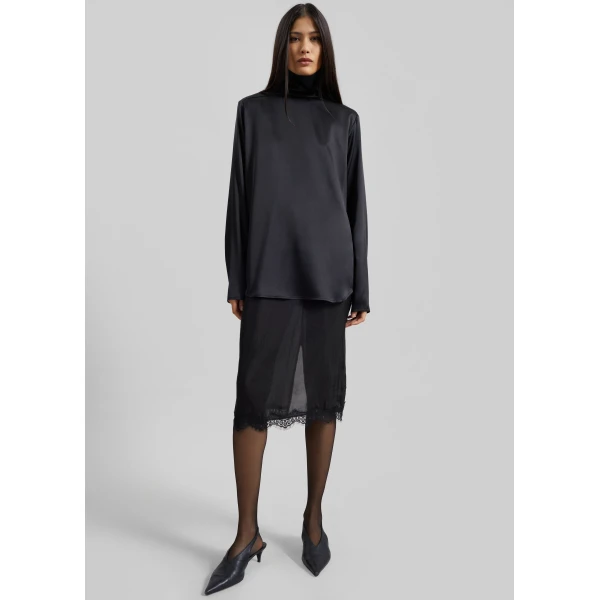 The Frankie Shop Lolai Sheer Lace Skirt – Black, view 5