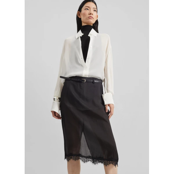 The Frankie Shop Lolai Sheer Lace Skirt – Black, view 6