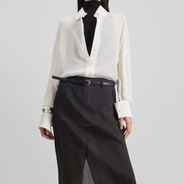 The Frankie Shop Lolai Sheer Lace Skirt - Black - Oversized Minimalist Skirts in Black - Shop at Coveti