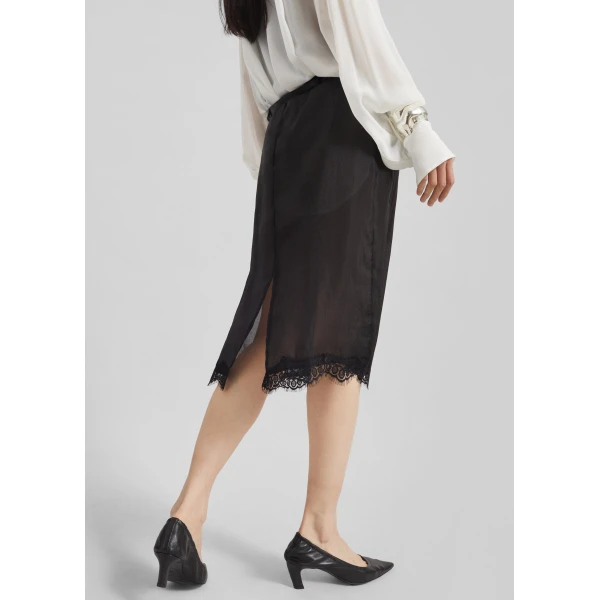 The Frankie Shop Lolai Sheer Lace Skirt – Black, view 8