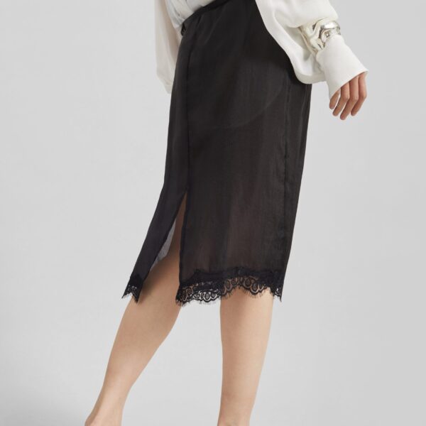 The Frankie Shop Lolai Sheer Lace Skirt - Black - Oversized Minimalist Skirts in Black - Shop at Coveti