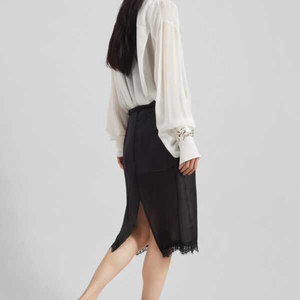 The Frankie Shop Lolai Sheer Lace Skirt - Black - Oversized Minimalist Skirts in Black - Shop at Coveti