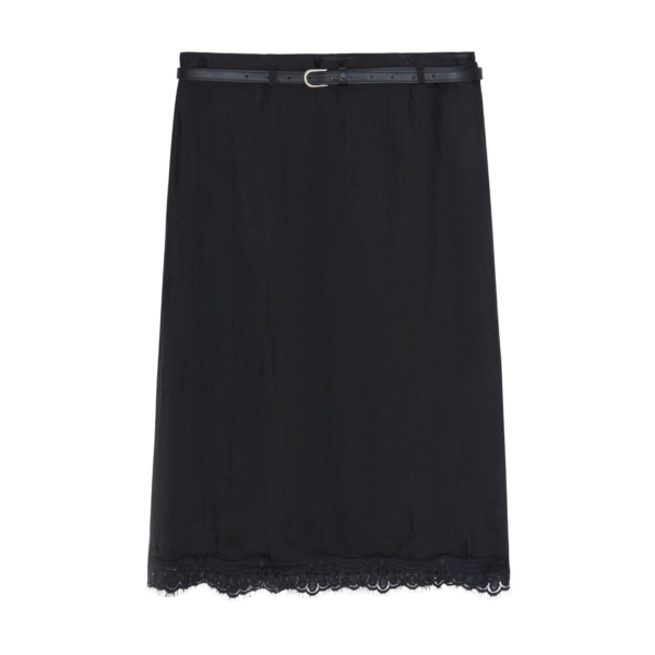 The Frankie Shop Lolai Sheer Lace Skirt - Black - Oversized Minimalist Skirts in Black - Shop at Coveti