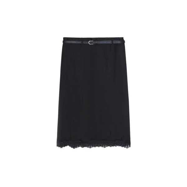 The Frankie Shop Lolai Sheer Lace Skirt - Black - Oversized Minimalist Skirts in Black - Shop at Coveti