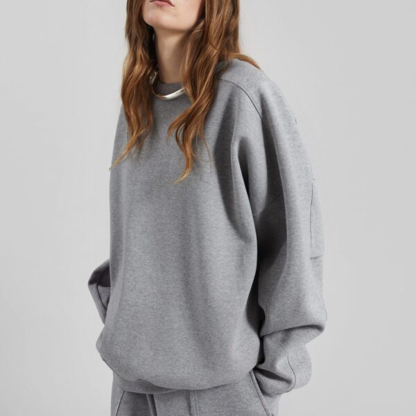 The Frankie Shop Lonay Balloon Sleeve Sweatshirt - Grey - Oversized Minimalist Tops in Grey - Shop at Coveti