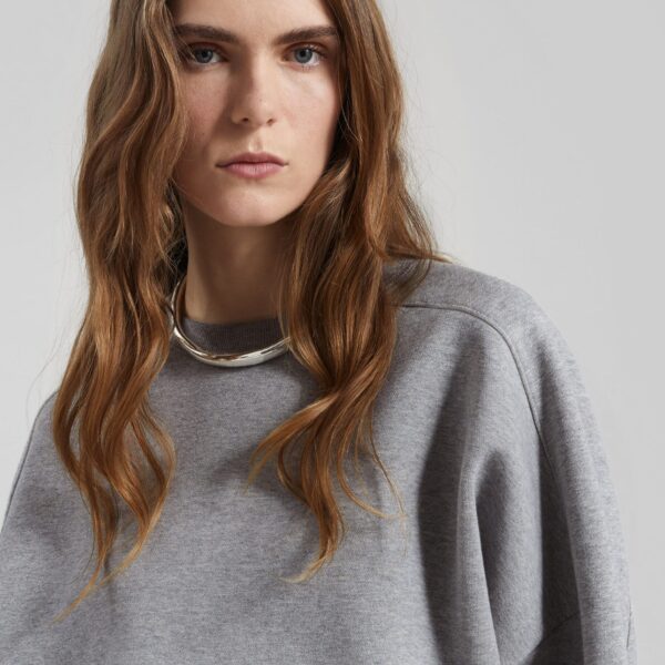 The Frankie Shop Lonay Balloon Sleeve Sweatshirt - Grey - Oversized Minimalist Tops in Grey - Shop at Coveti