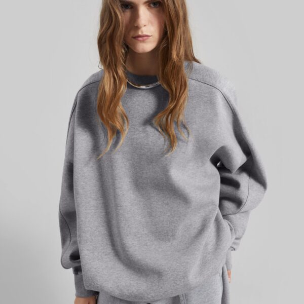 The Frankie Shop Lonay Balloon Sleeve Sweatshirt - Grey - Oversized Minimalist Tops in Grey - Shop at Coveti
