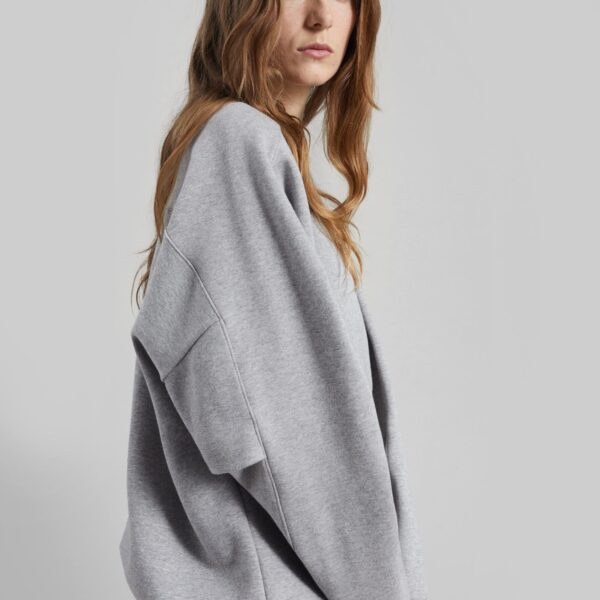 The Frankie Shop Lonay Balloon Sleeve Sweatshirt - Grey - Oversized Minimalist Tops in Grey - Shop at Coveti