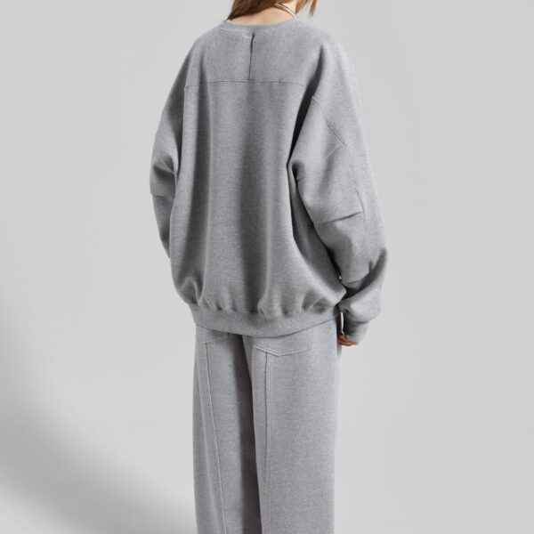The Frankie Shop Lonay Balloon Sleeve Sweatshirt - Grey - Oversized Minimalist Tops in Grey - Shop at Coveti